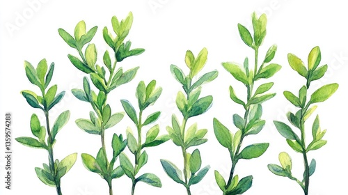 Wallpaper Mural Watercolor Painting of Lush Green Botanical Branches Torontodigital.ca