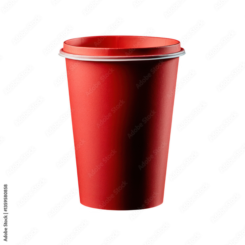a simple red paper cup designed for beverages stands against a dark background highlighting its smooth surface and classic shape its purpose is to serve drinks like coffee or tea on-the-go a simple red paper cup designed for beverages stands against a dark background highlighting its smooth surface and classic shape its purpose is to serve drinks like coffee or tea on-the-go