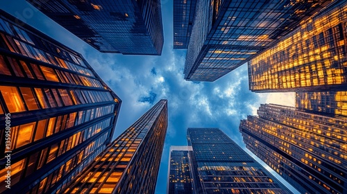 Skyscrapers shining brightly in the city night, neon hues illuminating streets, high-contrast lighting, panoramic view, ultra-sharp details, cinematic vibrancy.  