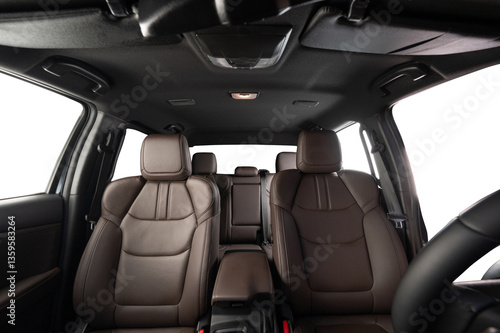 Front brown leather car seats