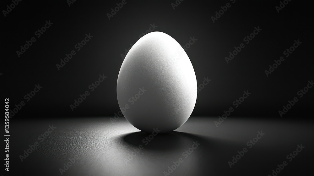 Illuminated egg in dark space Illuminated egg in dark space