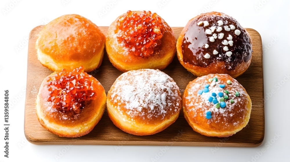A variety of doughs on a wooden board ready for baking with flour and utensils for delicious pastries and treats A variety of doughs on a wooden board ready for baking with flour and utensils for delicious pastries and treats