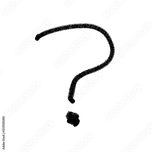 Minimalist question mark symbol in black marker on white backdrop Perfect for concept and design projects