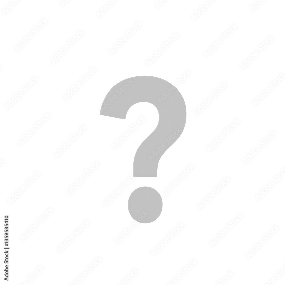 Sleek gray question mark on clean white backdrop Perfect for modern designs and editorial concepts Sleek gray question mark on clean white backdrop Perfect for modern designs and editorial concepts