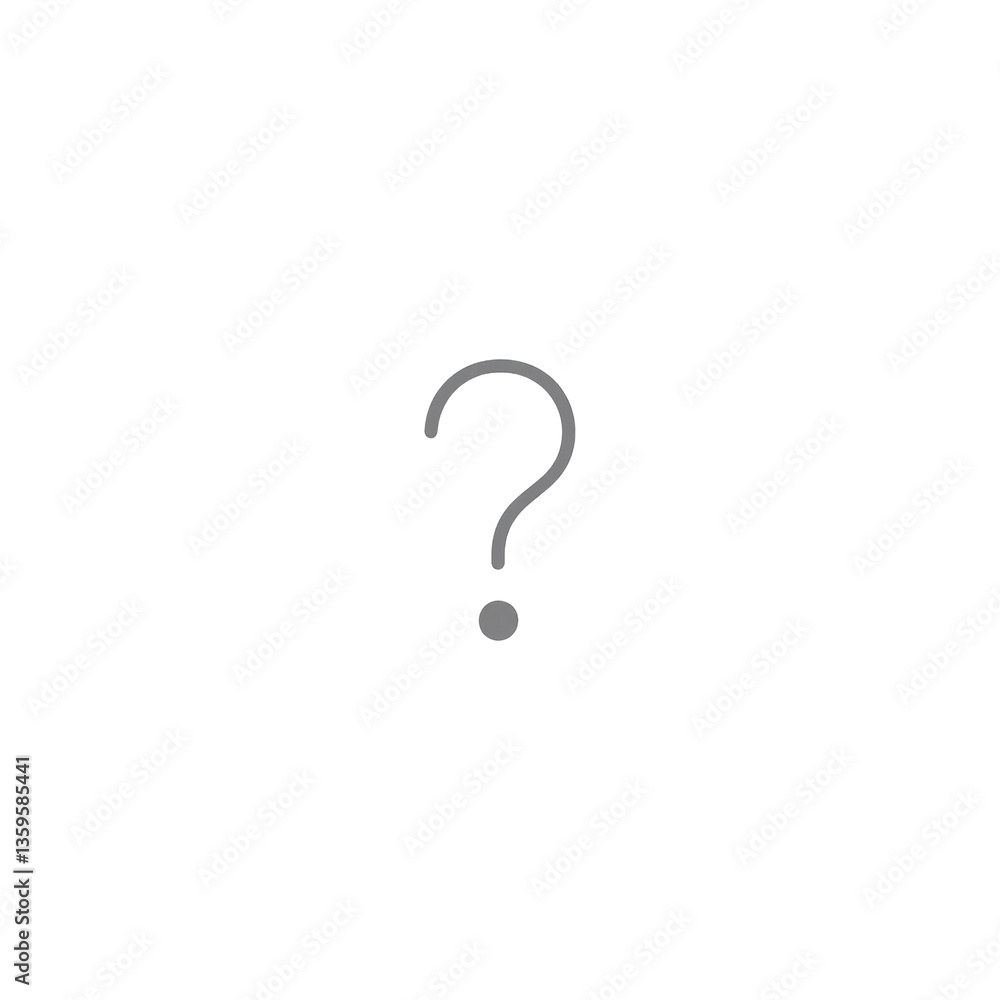 Sleek gray question mark on clean white backdrop Perfect for modern designs and editorial concepts Sleek gray question mark on clean white backdrop Perfect for modern designs and editorial concepts
