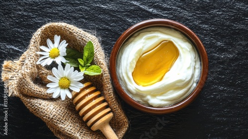 Crafting natural beauty honey yogurt face mask home spa skincare recipe relaxing environment aesthetic view wellness concept