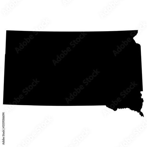 Black Sticker of South Dakota Map with Transparent Background