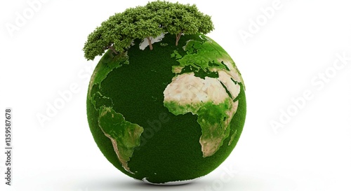 Lush Green Planet Earth with Trees Environmental Conservation Concept Image