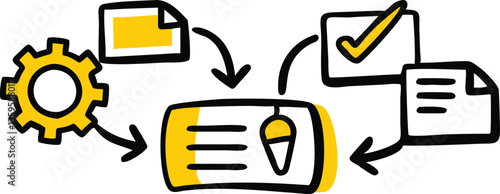 Illustration of kitchen utensil sets and tools with business and web concept icons
