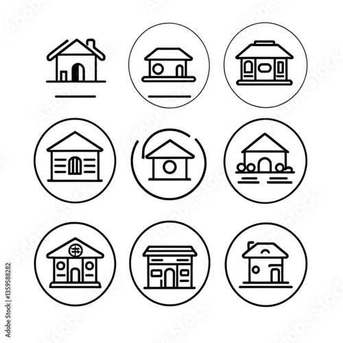 バスステーションと乗り場アイコンセット｜Bus Station and Boarding Point Icons