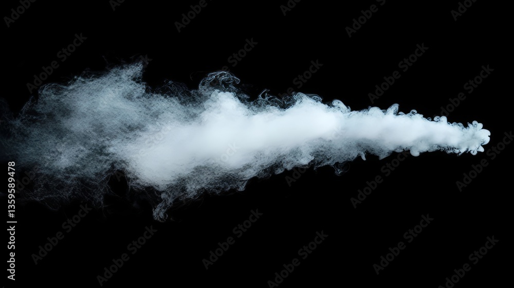 horizontal stream of dense white smoke against a stark black backdrop in a studio shot horizontal stream of dense white smoke against a stark black backdrop in a studio shot