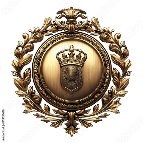 Gold Royal Emblem with Crown and Laurel Wreath