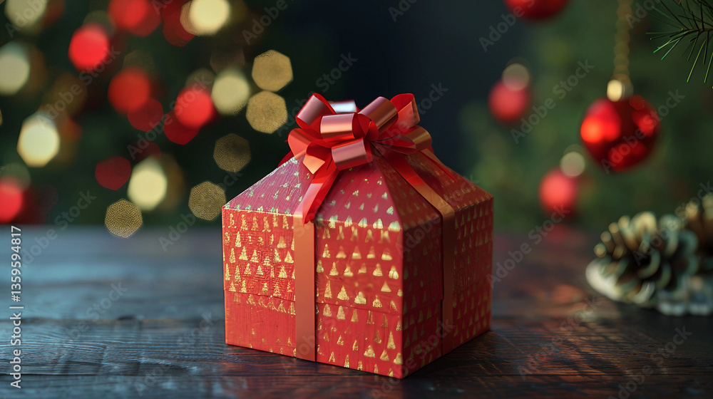 Close-Up of a Triangular Gift Box from the Front Close-Up of a Triangular Gift Box from the Front