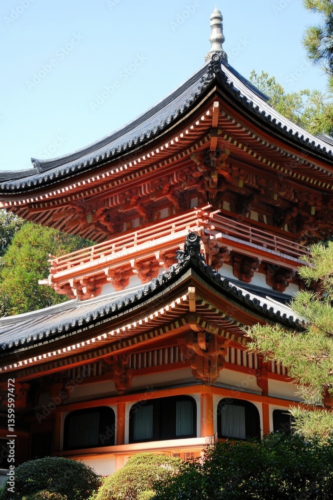 An iconic building from Japan, highlighting cultural design features and historical styles. An iconic building from Japan, highlighting cultural design features and historical styles.