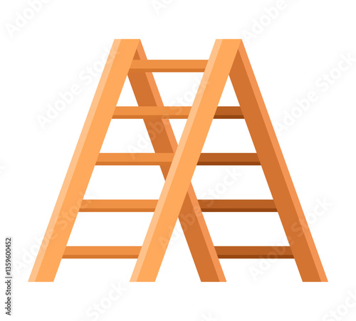 Stepladder wooden stair cartoon illustration