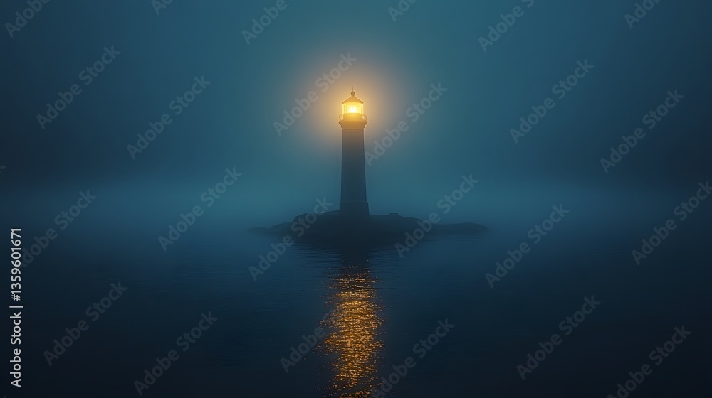 Majestic lighthouse pierces the dusk with a powerful beam, set against a foggy night sky, its golden glow illuminating a tranquil, moody coastal scene. Majestic lighthouse pierces the dusk with a powerful beam, set against a foggy night sky, its golden glow illuminating a tranquil, moody coastal scene.