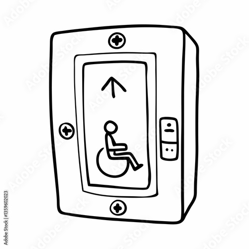 Hand drawn Accessibility Elevator Button with Wheelchair Symbol Illustration