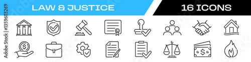 law icon. justice icon set