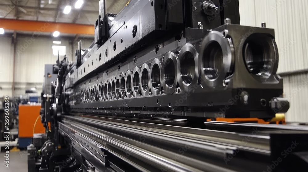 Precision sheet metal stamping production line, polished steel backdrop enhancing the industrial aesthetic Precision sheet metal stamping production line, polished steel backdrop enhancing the industrial aesthetic
