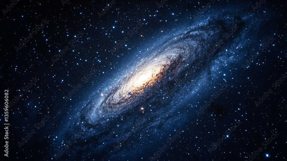Obraz premium Mystical view of the andromeda galaxy and the andromeda constellation, Generative AI