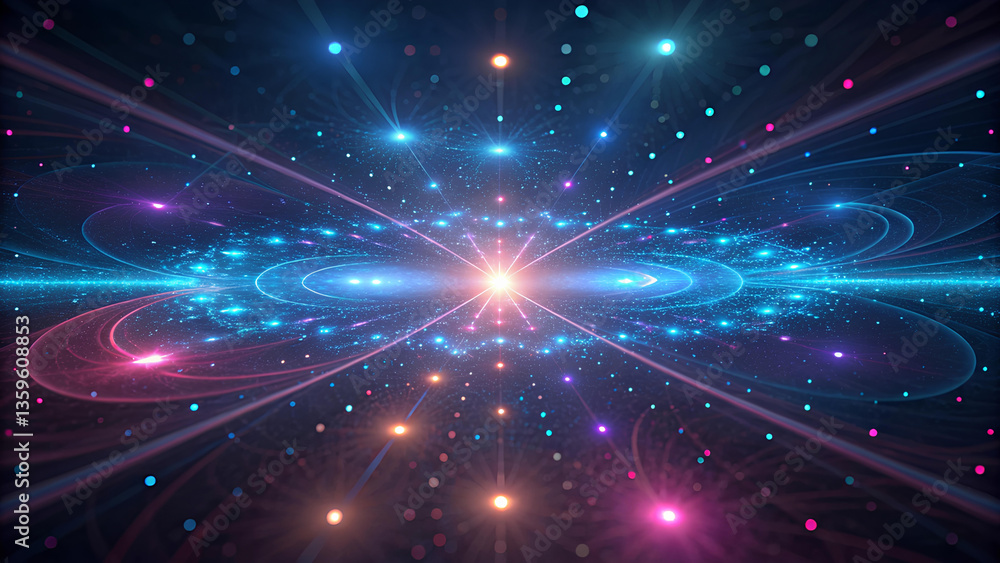 Naklejka premium hitech background vibrant hitech background filled with swirling colors and luminous particles creates mesmerizing cosmic scene