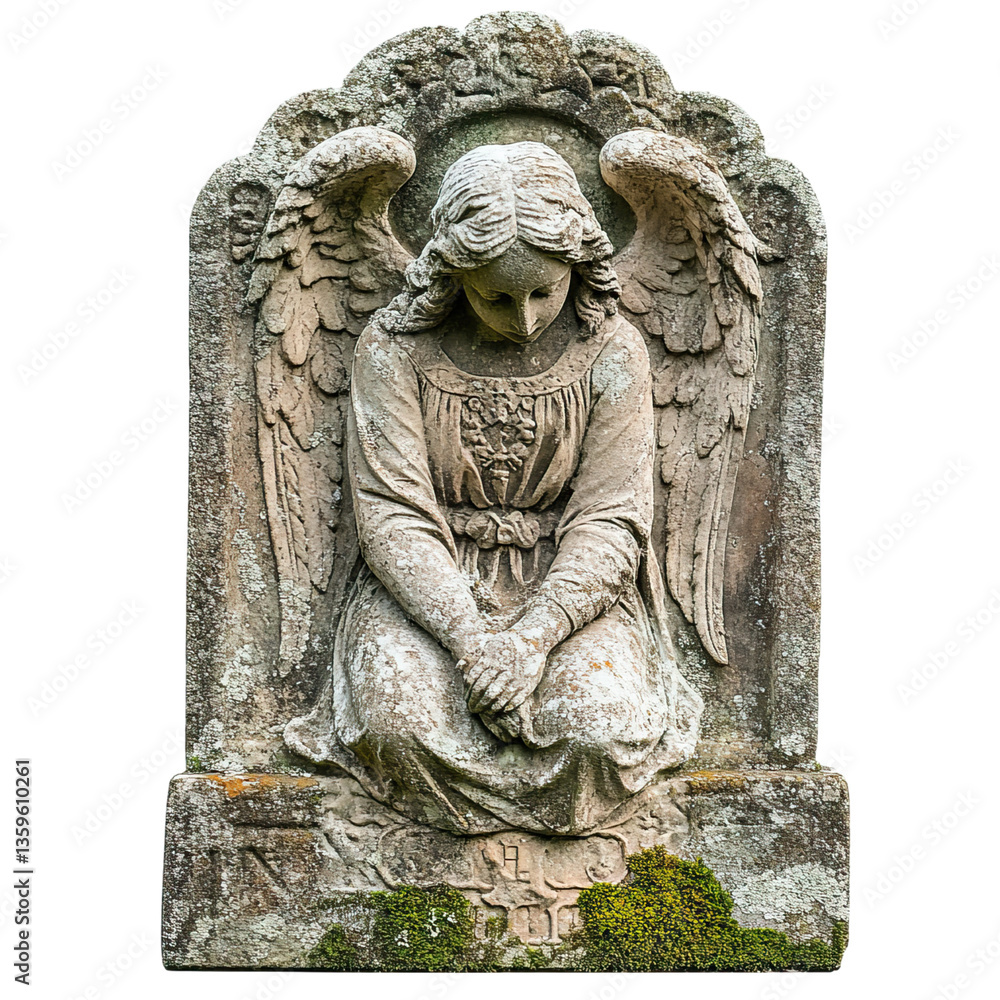 Obraz premium Stone Angel Statue Depicting Solitude and Serenity