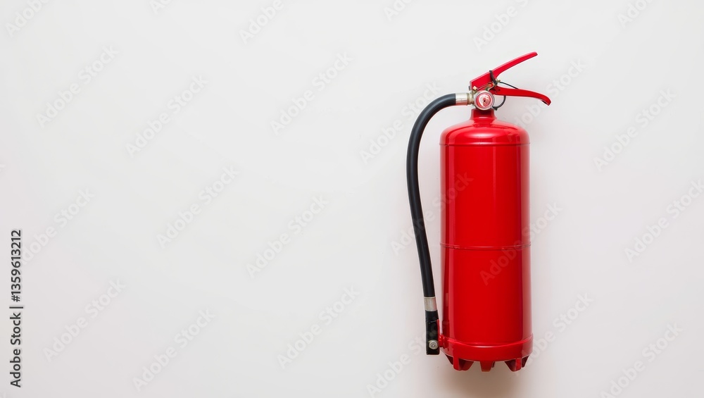 Obraz premium Red Fire Extinguisher on White Wall