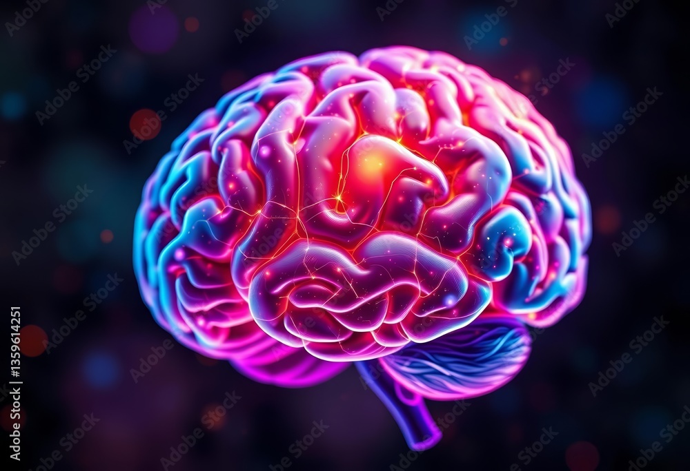 Obraz premium Abstract brain with fading memory pathways, signifying Alzheimer's and dementia, treatment, memory loss