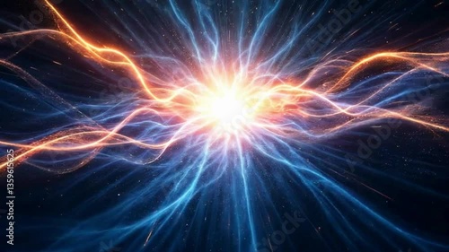 A pulsating energy field distorting with streaking waves of light