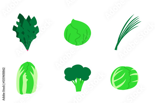 葉物野菜のイラストセット