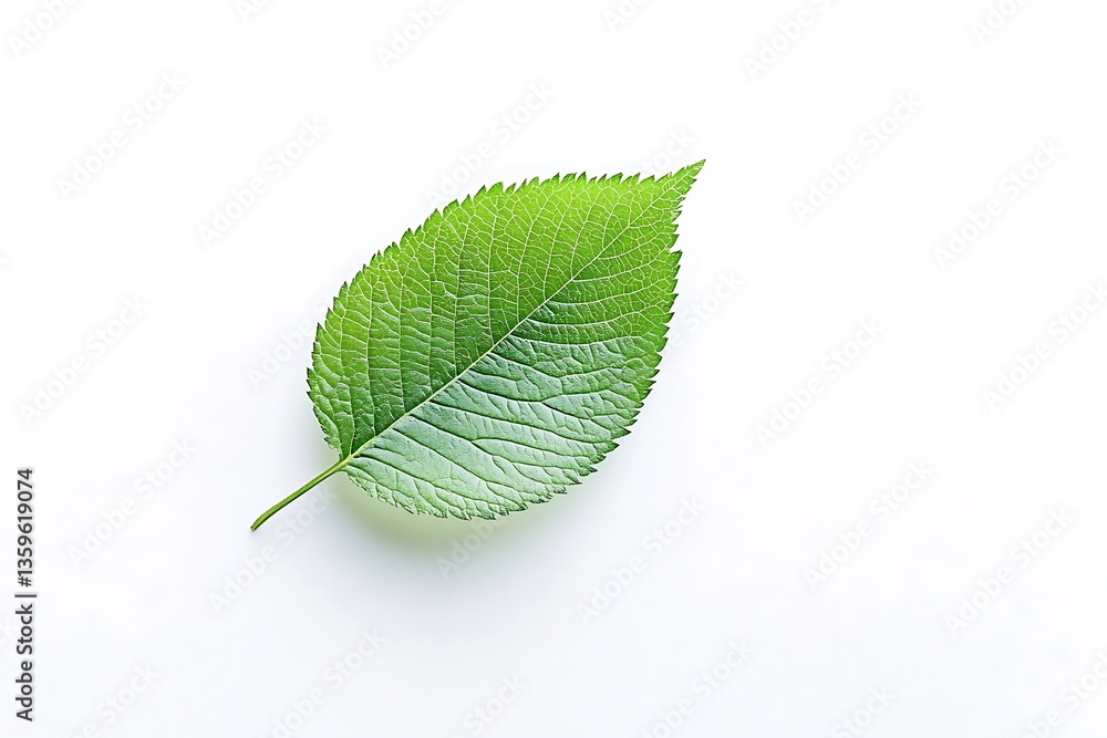 Fototapeta premium Single Green Leaf Closeup. (1)