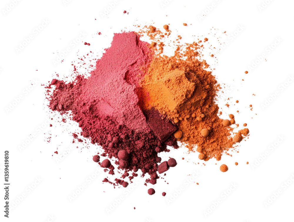 Fototapeta premium Colorful powdered spices, white isolate background