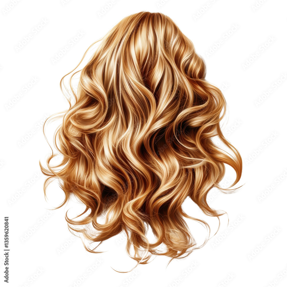 Naklejka premium Long wavy blonde hair, white isolate background