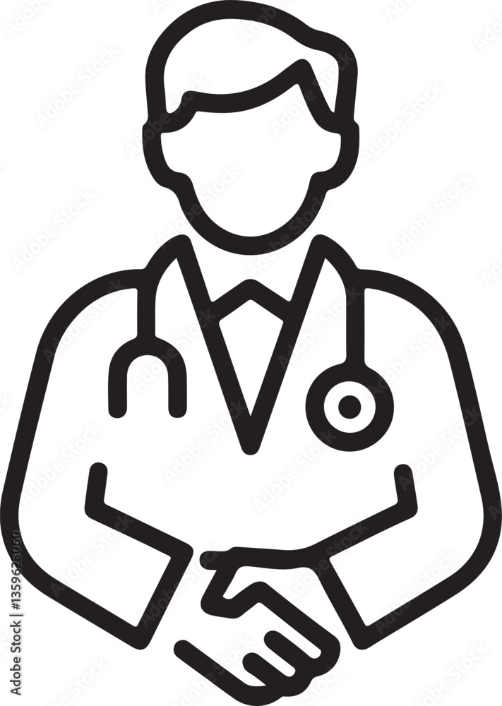 A set of illustrated icons featuring a doctor with a stethoscope a man in a wheelchair and a man with a suitcase A set of illustrated icons featuring a doctor with a stethoscope a man in a wheelchair and a man with a suitcase