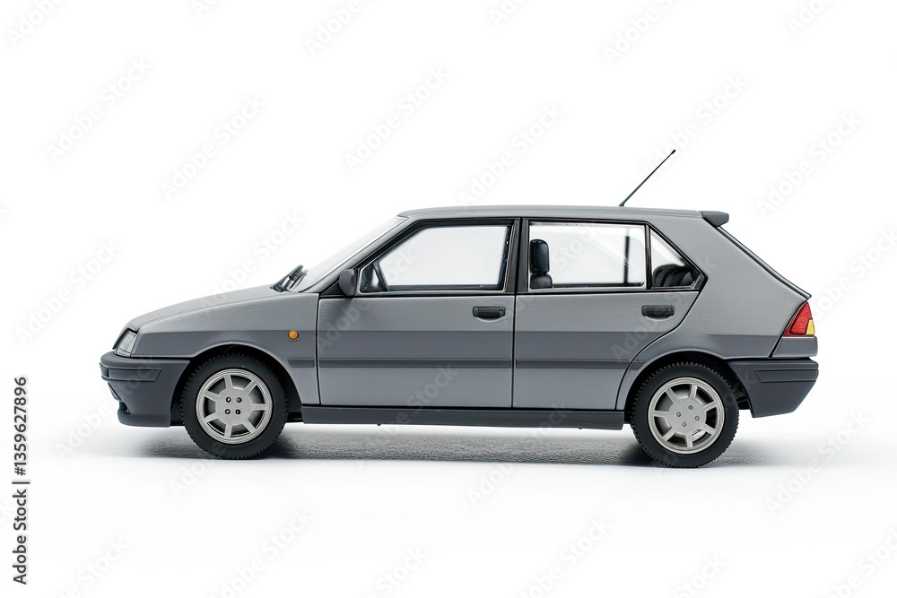 Detailed Color Picture of Collection Model of a Grey Car Isolated on White Background Detailed Color Picture of Collection Model of a Grey Car Isolated on White Background
