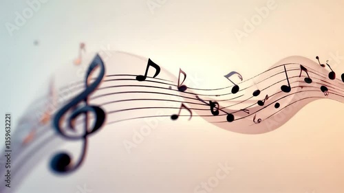 Elegant Musical Notes with Treble Clef Background for Video