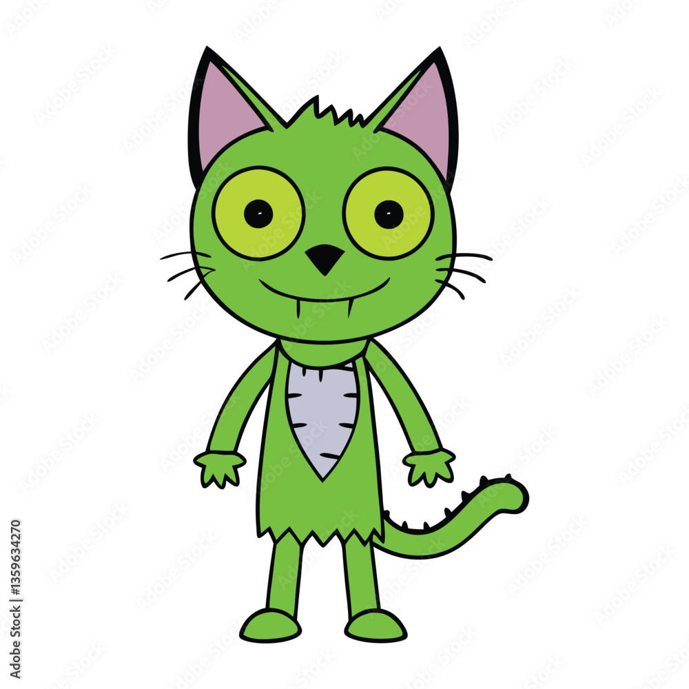 A spooky Halloween zombie cat with glowing eyes, torn fur, and sharp claws lurks in the shadows. With an eerie grin, this bad cat is ready to haunt the night! A spooky Halloween zombie cat with glowing eyes, torn fur, and sharp claws lurks in the shadows. With an eerie grin, this bad cat is ready to haunt the night!