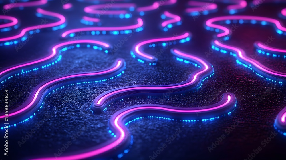 Abstract neon tubes illuminated with various shades of pink and blue Abstract neon tubes illuminated with various shades of pink and blue