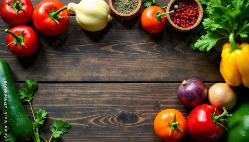 A selection of wholesome ingredients neatly organized on a rustic wooden table, food photography, culinary, kitchen A selection of wholesome ingredients neatly organized on a rustic wooden table, food photography, culinary, kitchen