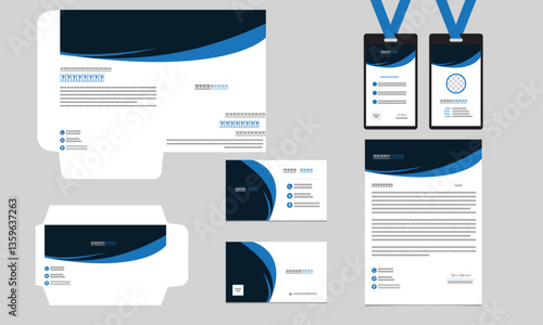 Corporate Identity Set: A sophisticated corporate identity set, featuring a harmonious blend of design elements across various stationery items. Evoking professionalism and sleekness.