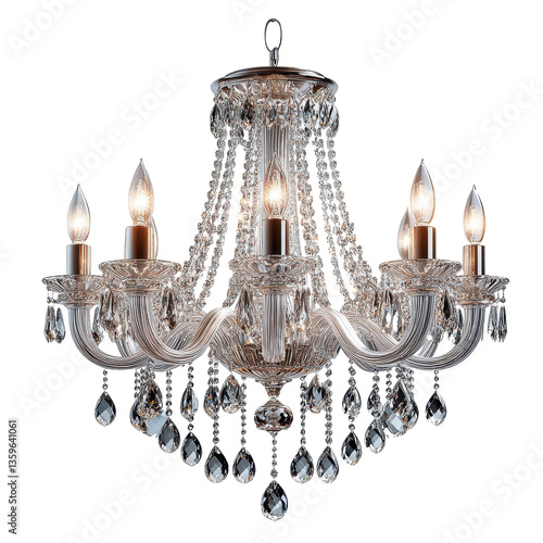 Elegant Crystal Chandelier isolated on white background