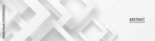 3D white geometric abstract background overlap layer on bright space with rhombus effect decoration. Modern graphic design element cutout style concept for web banner, flyer, card, or brochure cover