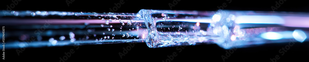 Water Flowing Through Transparent Tubing with Internal Illumination