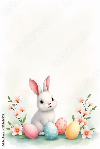 bunny, easter, eggs, flowers, spring, pastel, cute, animal, decoration, holiday, festive, nature, seasonal, illustration, art, celebration, joy, colorful, happiness, floral, rabbit, childhood, traditi