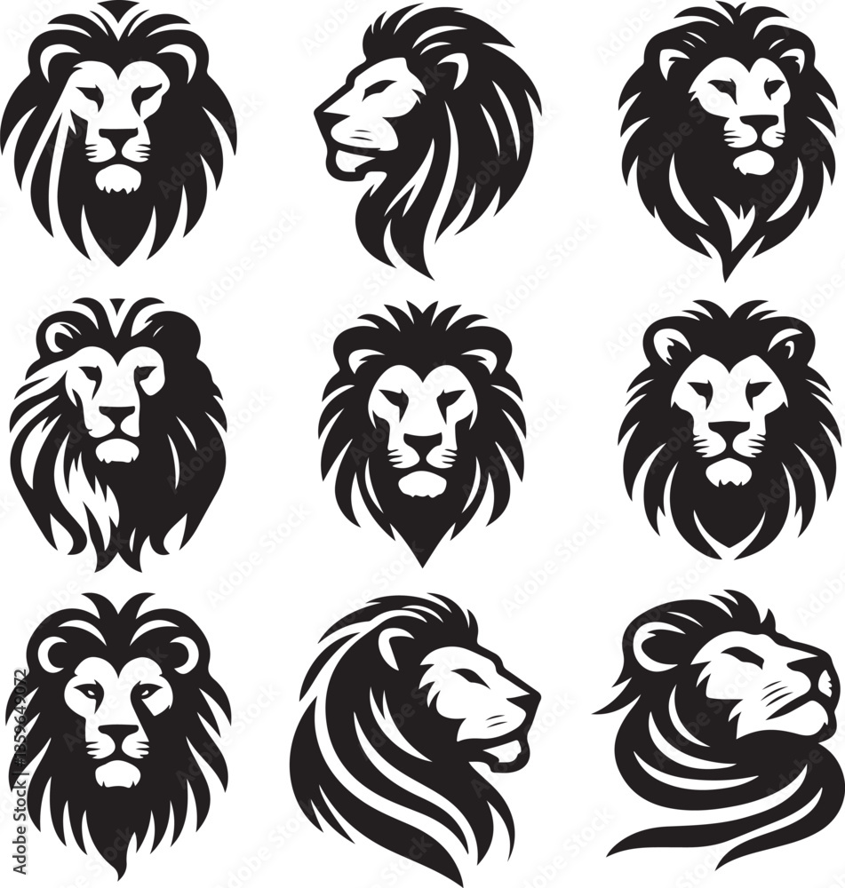 Fototapeta premium Black mandala animal face silhouette victor isolated on the white background.