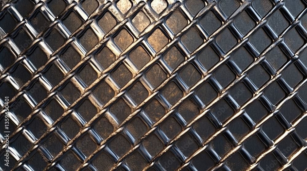 Shiny metallic grid pattern with light reflections Shiny metallic grid pattern with light reflections