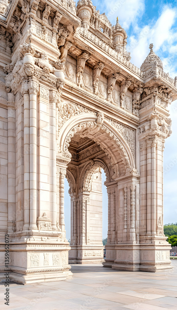 Obraz premium Ornate Archway, Indian Palace, Sunny Day, Architectural Detail, Travel