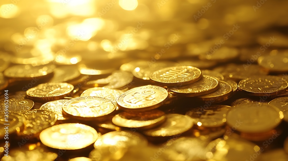 Gold coins forming a shimmering wealth-inspired background image Gold coins forming a shimmering wealth-inspired background image