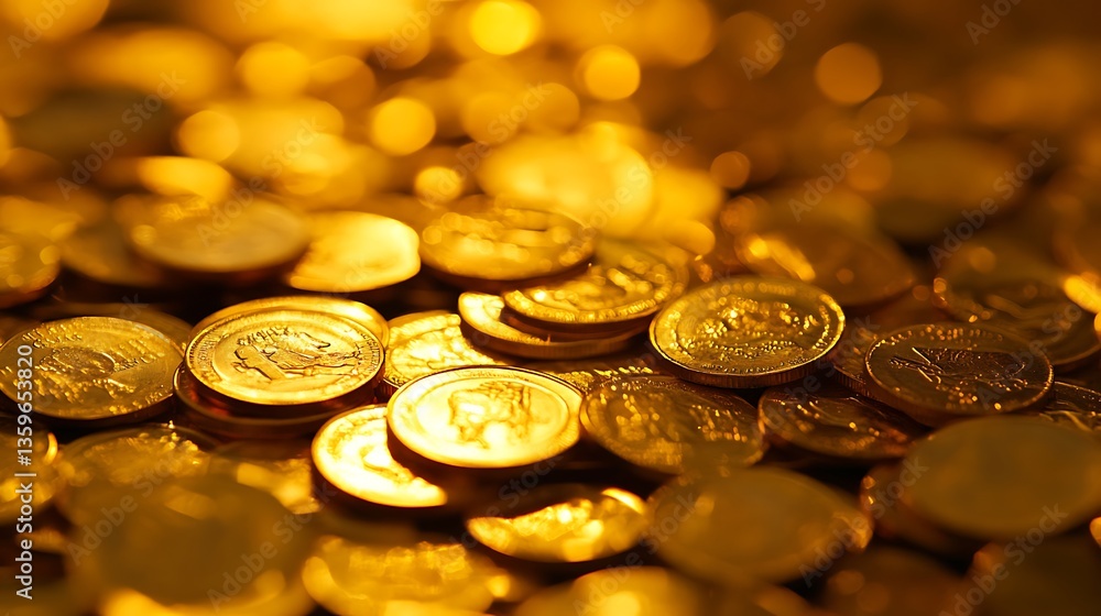 Wealth accumulation concept displayed through a golden coin arrangement image Wealth accumulation concept displayed through a golden coin arrangement image