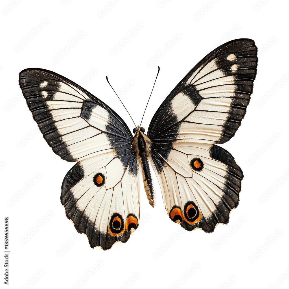 Fototapeta premium White Hairstreak Butterfly isolated on cutout background.PNG